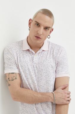 Polo tričko Abercrombie & Fitch pánske, ružová farba, vzorované