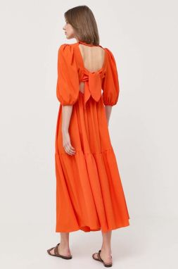 Šaty Notes du Nord oranžová farba, maxi, áčkový strih