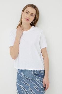 Tričko s prímesou ľanu American Vintage biela farba