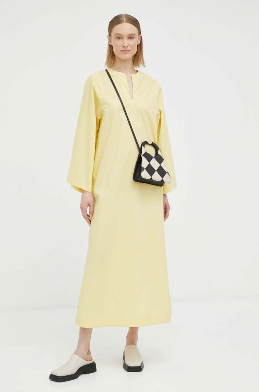 Bavlnené šaty By Malene Birger žltá farba, maxi, oversize