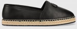 Kožené espadrilky Calvin Klein ESPADRILLE W/HW čierna farba, HW0HW01457