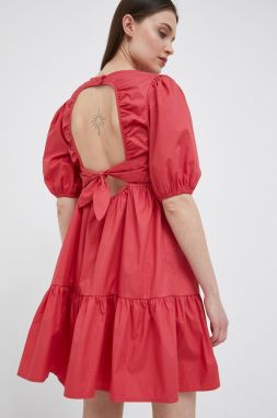 Bavlnené šaty Pepe Jeans Bella červená farba, mini, áčkový strih