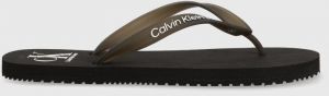 Žabky Calvin Klein Jeans BEACH SANDAL AOP pánske, čierna farba, YM0YM00656