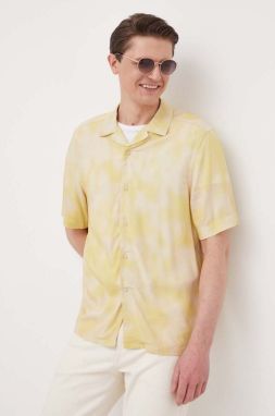 Košeľa Calvin Klein pánska, žltá farba, regular
