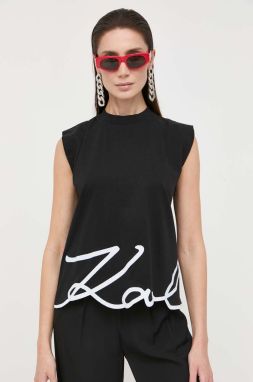Bavlnené tričko Karl Lagerfeld čierna farba