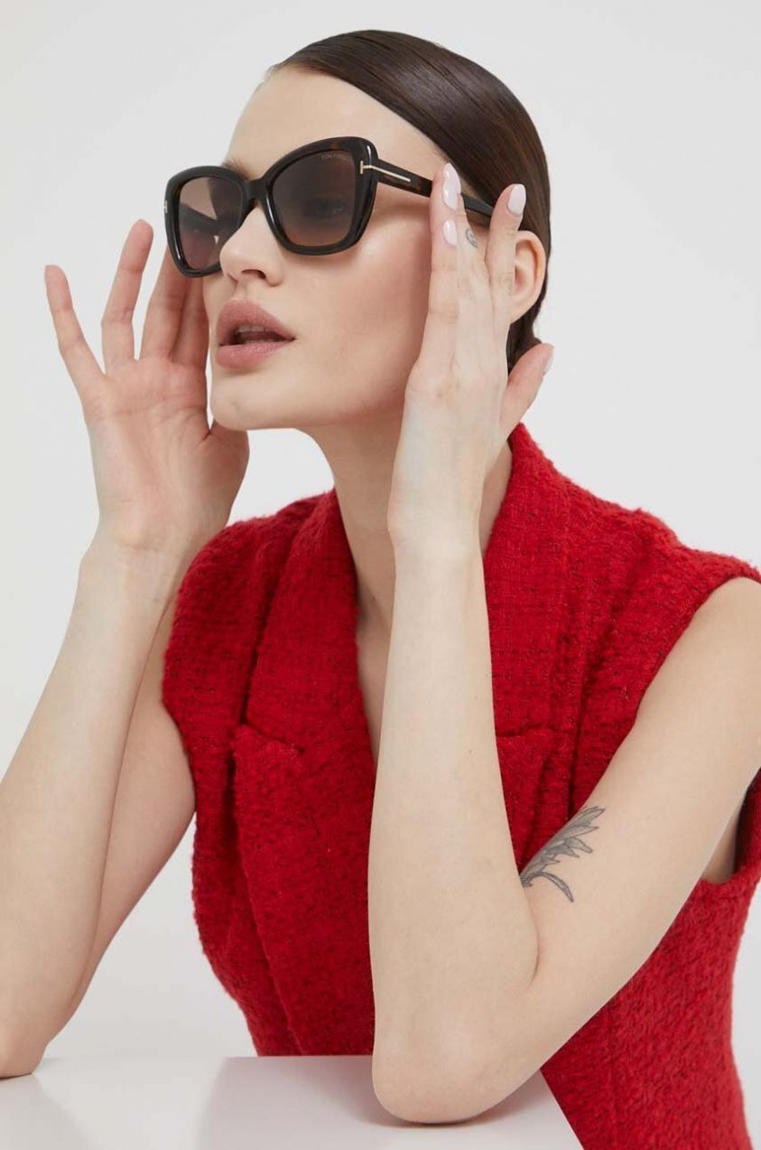 Slnečné okuliare Tom Ford dámske, hnedá farba