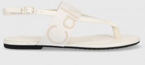 Sandále Calvin Klein Jeans FLAT SANDAL WEBBING dámske, béžová farba, YW0YW00956