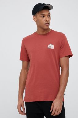Bavlnené tričko Jack Wolfskin 10 bordová farba, jednofarebné