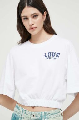 Bavlnené tričko Love Moschino biela farba