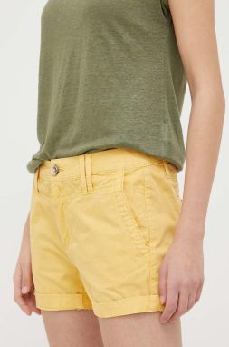 Bavlnené šortky Pepe Jeans Balboa žltá farba, jednofarebné, stredne vysoký pás