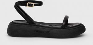 Kožené sandále Patrizia Pepe dámske, čierna farba, na platforme, 8X0082 L048 K103