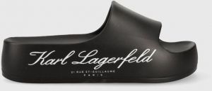 Šľapky Karl Lagerfeld KOBO II dámske, čierna farba, na platforme, KL86000