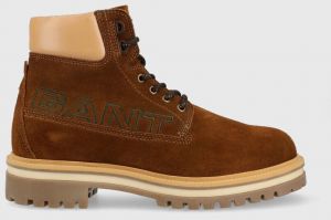 Semišové členkové topánky Gant Palrock pánske, hnedá farba, 25643363.G42