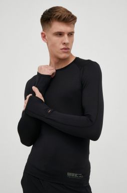 Bežecké tričko s dlhým rukávom 4F čierna farba, jednofarebné