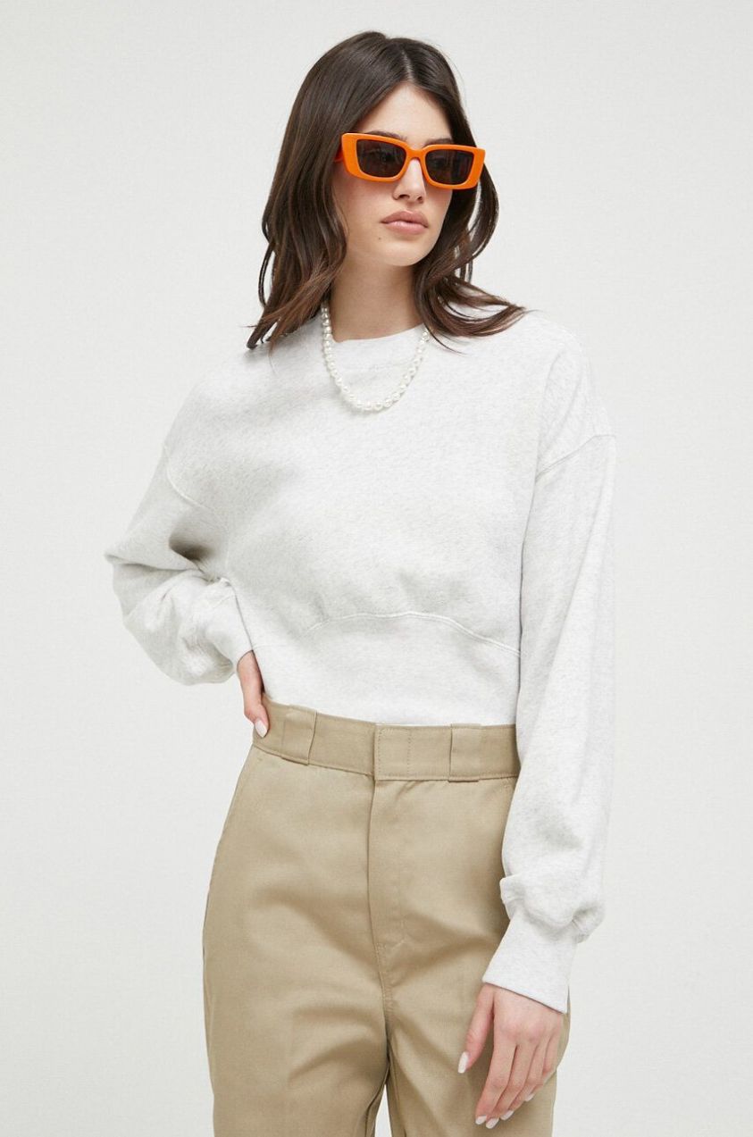 Mikina Abercrombie & Fitch dámska, šedá farba, melanžová