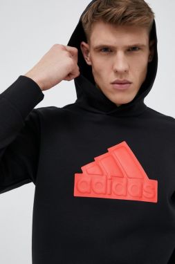 Mikina adidas pánska, čierna farba, s kapucňou, s potlačou