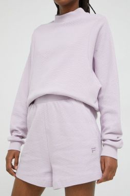 Bavlnené šortky Fila fialová farba, jednofarebné, vysoký pás