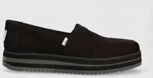 Espadrilky Toms Alpargata Midform čierna farba, na platforme, 10019466