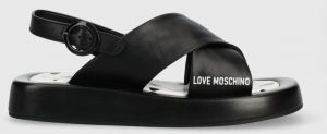 Kožené sandále Love Moschino dámske, čierna farba, JA16263G0GIE100A