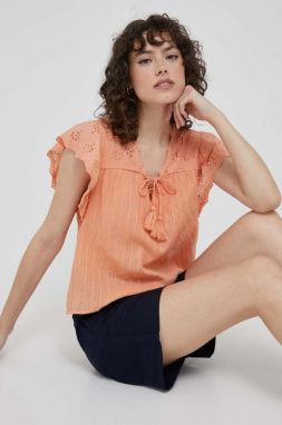 Bavlnená blúzka Pepe Jeans Anaise dámska, oranžová farba, jednofarebná