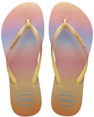 Žabky Havaianas SLIM GRADIENT dámske, žltá farba, na plochom podpätku, 4146908.1732