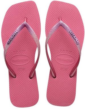 Žabky Havaianas SQUARE GLITTER dámske, ružová farba, na plochom podpätku, 4148102.1750