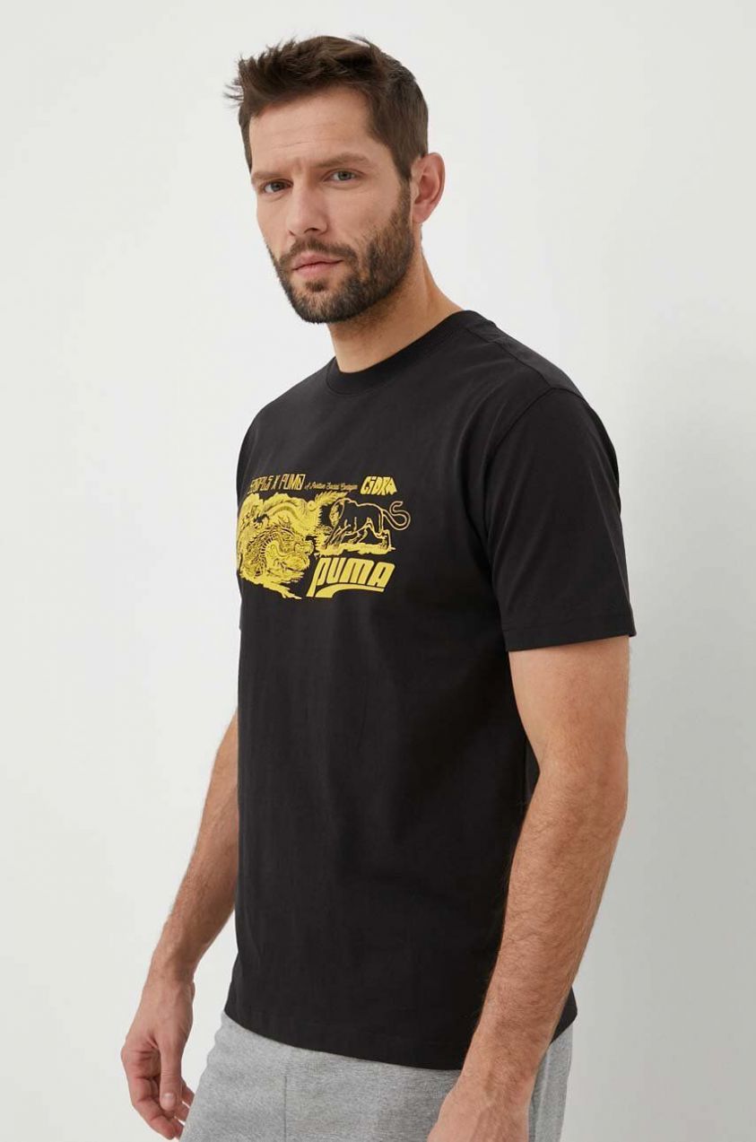 Bavlnené tričko Puma X STAPLE čierna farba, s potlačou