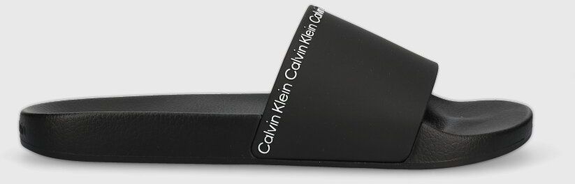 Šľapky Calvin Klein POOL SLIDE RUBBER pánske, čierna farba, HM0HM00981