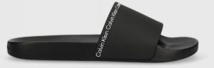 Šľapky Calvin Klein POOL SLIDE RUBBER pánske, čierna farba, HM0HM00981