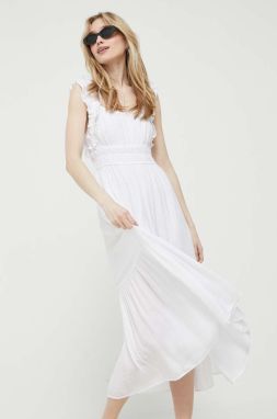 Šaty Abercrombie & Fitch biela farba, midi, áčkový strih