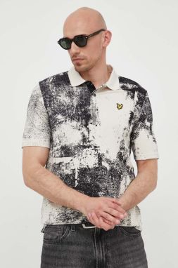 Bavlnené polo tričko Lyle & Scott béžová farba, vzorované