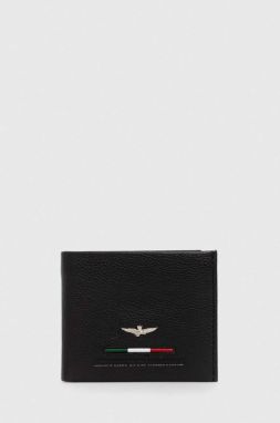 Kožená peňaženka Aeronautica Militare pánsky, čierna farba