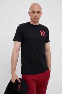 Bavlnené tričko 47brand MLB New York Yankees čierna farba, s potlačou