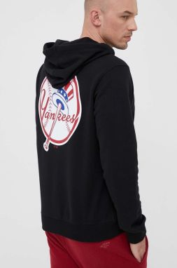 Mikina 47brand MLB New York Yankees pánska, čierna farba, s kapucňou, s potlačou