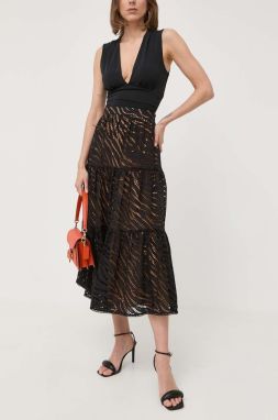 Bavlnená sukňa MICHAEL Michael Kors čierna farba, midi, áčkový strih