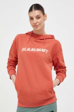 Mikina Mammut ML Hoody Logo dámska, ružová farba, s kapucňou, s nášivkou