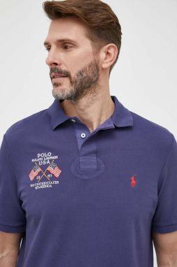 Bavlnené polo tričko Polo Ralph Lauren tmavomodrá farba, jednofarebné