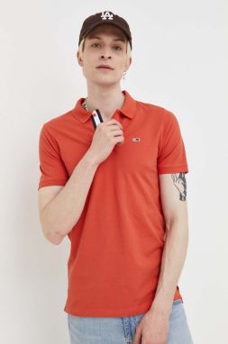 Bavlnené polo tričko Tommy Jeans oranžová farba, jednofarebné