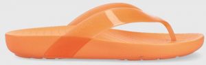 Žabky Crocs Splash Glossy Flip dámske, oranžová farba, na plochom podpätku, 208534