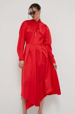Šaty HUGO červená farba, maxi, áčkový strih