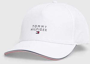 Bavlnená šiltovka Tommy Hilfiger biela farba, vzorovaná