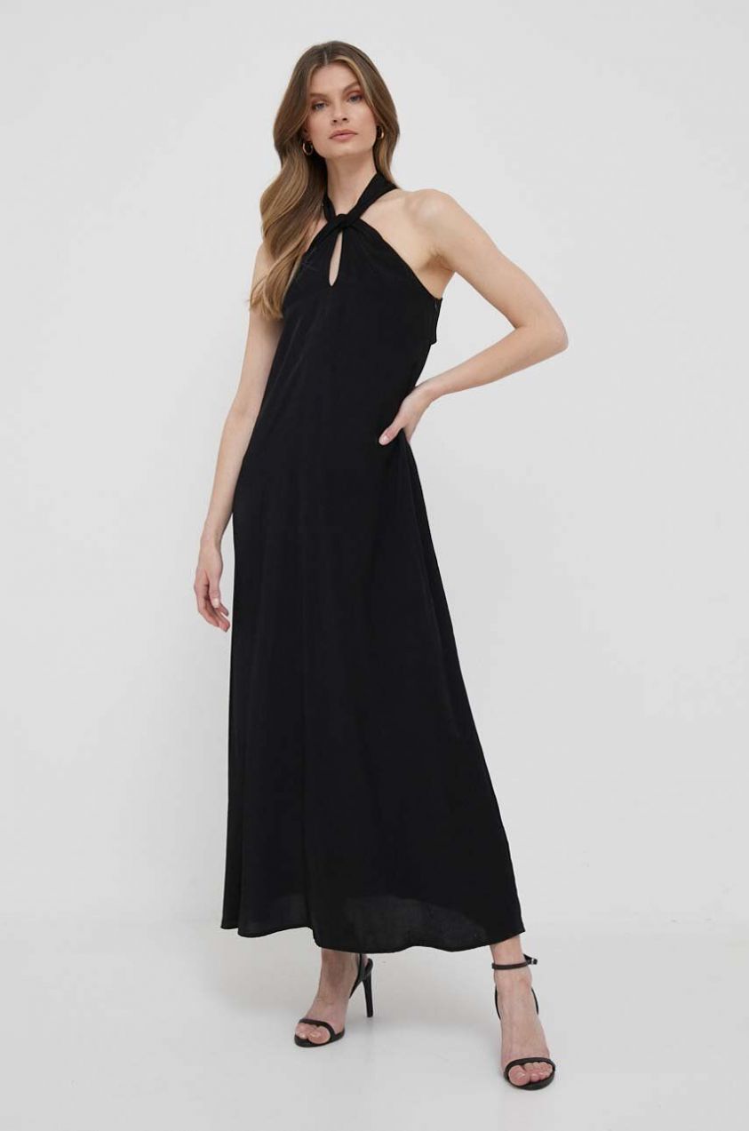 Šaty Sisley čierna farba, maxi, oversize