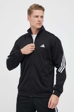 Tréningová mikina adidas Performance 3-Stripes čierna farba, s potlačou