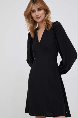 Šaty Tommy Hilfiger čierna farba, mini, áčkový strih