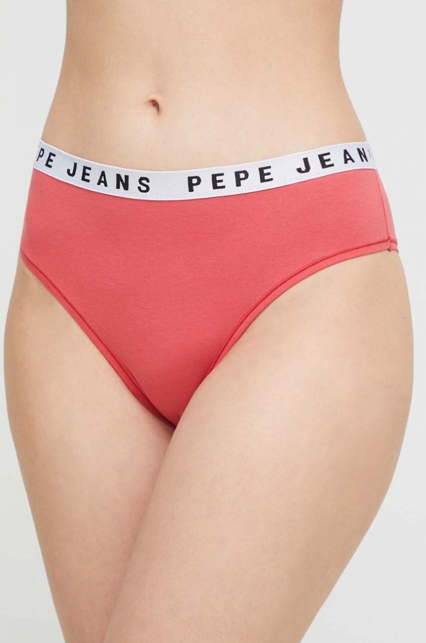 Brazílske nohavičky Pepe Jeans Solid Brazilian červená farba