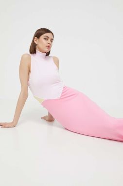 Šaty adidas Originals ružová farba, maxi, rovný strih