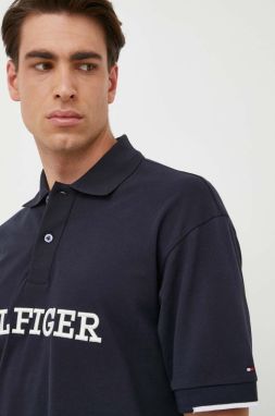 Bavlnené polo tričko Tommy Hilfiger tmavomodrá farba, s nášivkou