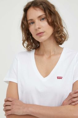 Bavlnené tričko Levi's 2-pak biela farba