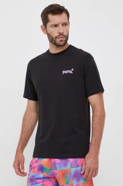 Bavlnené tričko Puma X 8ENJAMIN čierna farba, s potlačou
