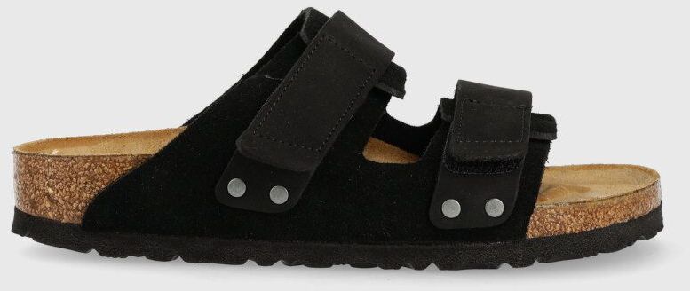 Semišové šľapky Birkenstock Uji dámske, čierna farba, 1024832